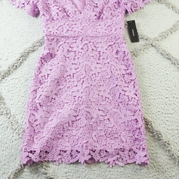Lulu’s Sweetie Lavender Lace Flower Dress Womens Extra Small V-Neck - Picture 4 of 15